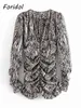 Printemps noir léopard imprimé robes femmes à manches longues col en V mini robe précipitée sexy club fête vestido feminino automne 210415