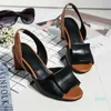 Big Size 34-43 Slingback Sandals Women Brand Mixed Colors Back Strap Summer Shoes Woman Thick Heels Footwear