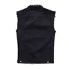 Gilet di jeans da uomo Punk Rock Rivetto Cowboy Jeans neri Gilet Moda uomo Giacca di jeans senza maniche stile moto M-5XL 211120