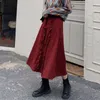 Vintage Corduroy High Waisted Kjol Kvinnor Vinter Varm Svart Lång Koreansk stil Harajuku Plus Storlek Ruffle Pläterad 210421