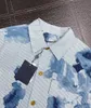 Ropa de trabajo a rayas Camisa de mezclilla Camisas de diseñador para hombre Ropa de marca Hombres Camisa de vestir con estampado de flores de manga larga Hip Hop Camisas de algodón de alta calidad