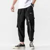 2020 Streetwear Hip Hop Black Harem Broek Mannen Elastische Taille Punk Broek met Linten Casual Slanke Jogger Broek Mannen Hip Hop Broek Y0927