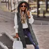 Warm Casual Lady Brief Winter Women Long Vests Fashion Hooded Sleeveless Outwear Vest Blouse Shirts Coat Femme Sweatshirt 211101