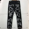 Distressed Endless Damage Hole Denim Jeans Men Women Straight Fluorescent Green Letter Embroidery Pants243O