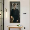 Earl of The Goat Creative Animal Oil Painting Print on Canvas Art Postes and Prints Nordic Retro Art Pictures for Living Room