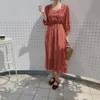 S-XL летнее платье девушки Boho OL случайные красные точки печати с длинным рукавом женские платья женские халат Femme Vestido 210417