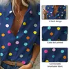 Chemisier d'automne imprimé à pois de couleur pour femmes, vêtements féminins minces, grande taille 5XL, style coréen, streetwear, haut élégant, formales Women's Blouses