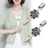 Pins, Brooches Women Rose Flower Cardigan Clip Sweater Blouse Shawl Pins Shirt Collar Retro Duck Clips Clasps Gift
