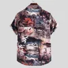 Camicia stampata Camicie a maniche corte da spiaggia estiva da uomo Camicie da uomo casual hawaiano oversize Aloha Camicia da vacanza allentata Stile Inghilterra 210524