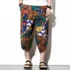 MISSKY Men Pants Bloomers Harem Seventh-Pants Cotton Linen Summer Casual Loose Trousers For Male Plus Size M-5XL X0723