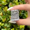 Luxury S925 Srebrne obrączki dla kobiet białe 5A Cubic Zirconia Love Dianond Heart Square Owalny Bride Projektanta zaręczynowa Biżuteria Rozmiar 5-10 Pudełko prezentowe