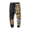 Casual Pants Mäns Höst och Winter Shark Cartoon Print Camouflage Stitching Pants Hip-Hop Loose Trousers Street Clothing