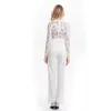 Dames tweedelen Broek Elegante Kant Rompertjes Dames Zomer Jumpsuit Effen Kleur Sexy Dames Casual Lange Broek Overall White Office Lady