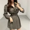 Hoge taille geplooide rokken vrouwen pak lente chique twee stuk set single breasted blouse zwarte zomer trendy kleding 210510