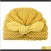 Caps Hats Accessories Baby Kids Maternity Drop Delivery 2021 Childrens Wool Knitted Hat Autumn Winter Baby Corn Rabbit Ear Cap For Boys And G