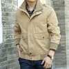Vårhöstens Europas militära kvalitet Casual Style Khaki Jacket Armé Green Coat Man 100% Bomull Black Jackor Coats 211214