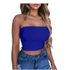 Femmes Tube Tops Sans Manches Dos Nu Sexy Nombril Exposé Sans Bretelles Solide Couleur Street Style Mode Slim Fit 210522