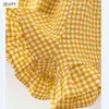 Kobiety Vintage Koronki Abarskie Ruffles Plaid Print Spodenki Damskie Chic Elastyczny Talii Spodenki Pantalone Cortos P830 210420