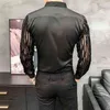 Wysokiej jakości przezroczysta koszula męska z długim rękawem Club Party bluzka społeczna Slim Fit luksusowa sukienka Camisa Masculina 210809