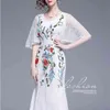 Women Summer Runway Embroidered Lace Party Dress Vestidos Ladies V-Neck Fashion Slim White/Black Mermaid Dresses 210603