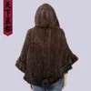 Arrival Fashion Women Fur Shawl Winter Knitted Real Mink Stole With Hood Poncho Scarves