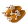 Vrouw slippers schattige beer pop dames in winter pluizige slippers voor binnen gebruik antislip warme katoen huishoudelijke schoenen