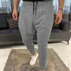 Mäns Jeans Men Byxor Streetwear Trousers Grid Print Sweatpants Rak Casual Mid Waist Spring Mens