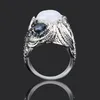 Eheringe Einzigartige Blumen für Frauen Mondstein Schatz Saphir Diamant Band Edelstahl Silber Schmuck Ring Bague Boho Wynn22