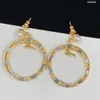 Mode kvinna örhängen öron örhänge 18k guldpläterade kristall smycken dam designers bröllop älskare gåva