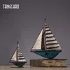 Home Decor Retro Sailboat Model Figurines For Interior Living Room Office Decoration Ornaments Iron Boat Figurine Sculpture Gift 211101