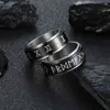 Vintage Stainless Steel Odin Norse Viking Amulet Rune Men Ring Hiphop Rotatable Spinner Fidgets Ring Fashion Words Retro Jewelry G1125