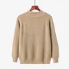 가을 여성용 탑스 크루 넥 스웨터 두꺼운 니트 긴 소매 대형 솔리드 컬러 올 매치 패션 210520