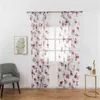 Cortina cortinas 4 cores rosa padrão heer flor cortinas tule para sala de estar simples janela pastoral tela voile quarto