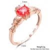 Trouwringen Rood Groen Zirkoon Leuke Hart Claddagh Voor Vrouwen Sieraden Vintage Mode Rose Gold Rainbow Stone Ring Bridal