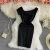 Kimutomo Abiti eleganti con fiocco Donna Summer Style Ladies Slash Neck Split Slim vita alta Party Dress Korea Chic 210521