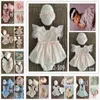 0-1 Monate Neugeborene Kleidung Sets Fotografie Requisiten Baby Hut Stirnband Spitze Strampler Bodysuit Outfit Baby Kleid Kostüm 1407 Y2