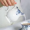 Wourmth bleu fleur os porcelaine café avec plateau luxe porcelaine théière tasse en céramique sucrier théière ensemble de vaisselle