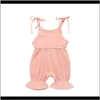 JumpsuitsRompers Kleding baby moederschap drop levering 2021 baby zomer sling rompertjes 6 kleuren mouwloze katoenen vouw kant jongens jumpsuit kinderen