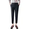 한국 비즈니스 드레스 바지 공식 사무실 소셜 정장 바지 발목 길이 슬림 맞는 Streetwear 캐주얼 바지 의상 Homme 210527