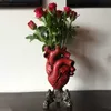 ハート形の花瓶樹脂の植木鉢家の装飾現実的な心像花瓶彫刻飾りオフィスリビングルームの装飾210623