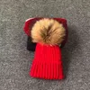 Invierno otoño Niñas Niños Piel Pom Gorros Sombreros Gorros de algodón Gorra para bebé Encantadores sombreros de punto con piel PomPom Sombreros Niños Y21111