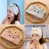 Cartoon Cats Face Wash Headband Girls Soft Plush Winter Elastic Hair Bands Cute Sweet Coral Fleece Headwrap Hair Accessories