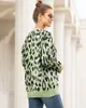 V Pescoço Leopardo Imprimir Oversized Pullover Feminino Outono Outono Casual Camisola Solta Jumper Streetwear Pull Femme 210415