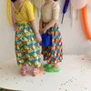 Meninas de verão Floral Impressão Largo Perna Calças Crianças Solto Casual Ankle-Comprimento Calça 210615