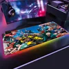 My Hero Academia RGB Mouse Pad Black Neon lights Gamer Accessories LED MousePad Large PC Desk Play Mat with Backlit mouse pad