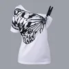 Camicie da donna moda donna top bianco taglie forti abbigliamento donna farfalla harajuku 3707 50 210510