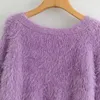 Sexy V-neck Long Sleeve Short Mohair Knit Women's Sweater Korean Style Loose Single Breasted Sweet Chic Female Coat 210507