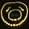 Ensemble de boucles d'oreilles/collier/Bracelet en perles africaines, boule de couleur or, bijoux pour femmes indiennes éthiopiennes, mariage H1022