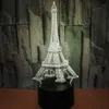 Colorful Eiffel Tower 3D Night Light Creative Vision Stereo LED Touch Switch Desk Lamp Gradient Holiday Lights Christmas Gift