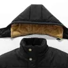 Stil Män Vinter Jacka Varm Tjockad Mal Parka Coat Cotton-Padded Hooded Male Overcoat Winbreaker Avtagbar hatt Ytterkläder 210518